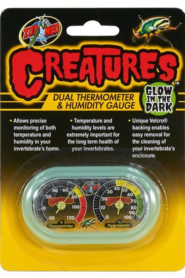 Zoomed ZOO MED CT-11G Série Creatures Thermomètre et hydromètre qui brille dans le noir
