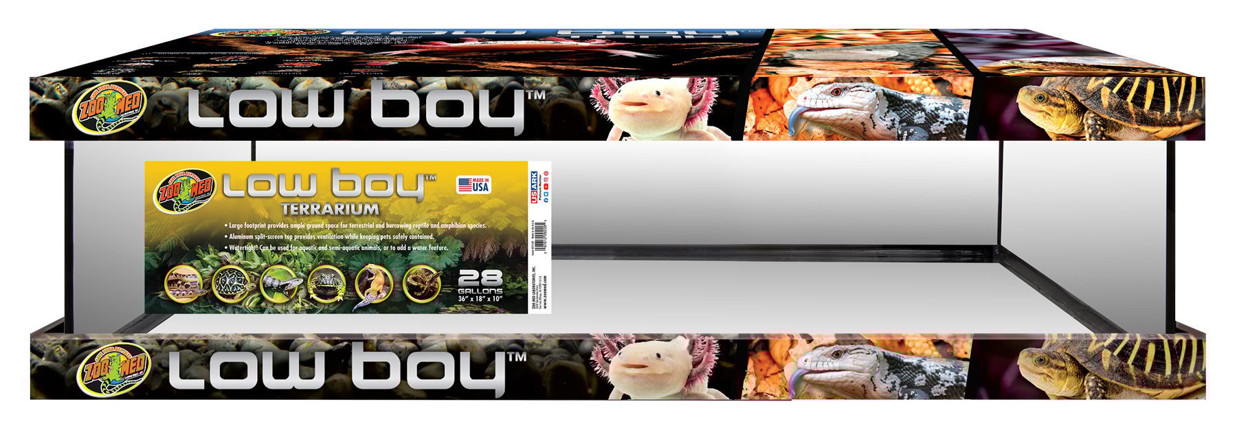 Zoomed ZOO MED Z996B Low Boy™ terrarium pour éleveurs 28 gallon (36″ x 18″ x 10″)