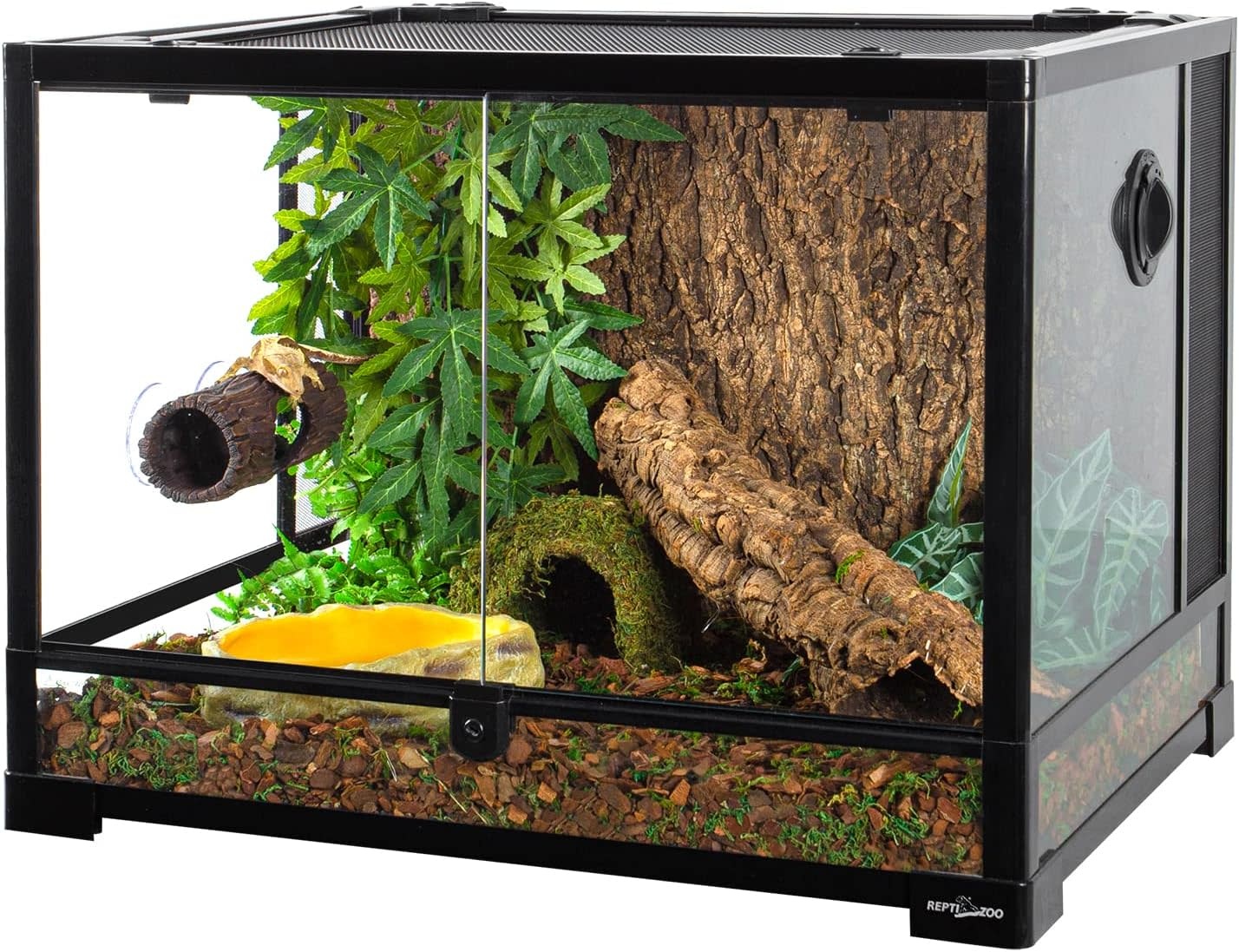 ReptiZoo REPTIZOO RZ-EHR37 Cachette verticale pour tronc d'arbre (ventouses) 2,8" x 2,8" x 6"