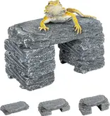 ReptiZoo REPTIZOO RZ-ERS74 Pierres d'ardoise multifonctions en 7 pièces (1 grande pierre et 6 petites pierres)