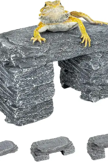 ReptiZoo REPTIZOO RZ-ERS74 Pierres d'ardoise multifonctions en 7 pièces (1 grande pierre et 6 petites pierres)