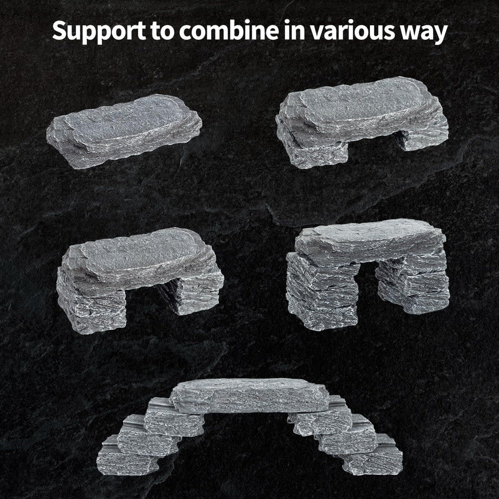 ReptiZoo REPTIZOO RZ-ERS74 Pierres d'ardoise multifonctions en 7 pièces (1 grande pierre et 6 petites pierres)