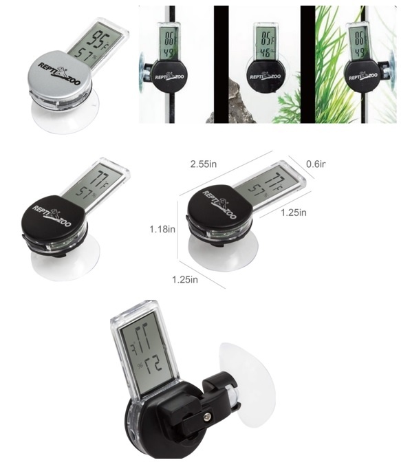 ReptiZoo Mini thermomètre-hygromètre numérique à montage sur 3 côtés