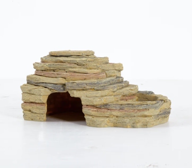 ReptiZoo REPTIZOO RZ-TB13 Grotte décorative d'alimentation 3-en-1 - 23x14.5x11cm / 9.1"x5.7"x4.3"
