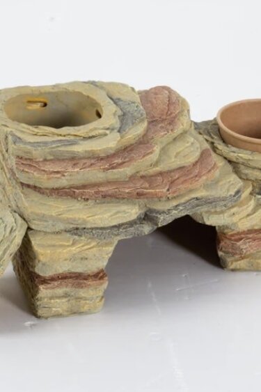 ReptiZoo REPTIZOO RZ-TB14 Grotte décorative d'alimentation 3 en 1 - 28x16.5x13