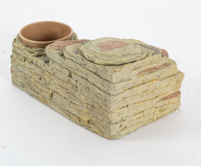 ReptiZoo 3-in-1 feeding dish hideout cave 28x16.5x13cm / 11"x6.5"x5.1" (with water cup*1pc)