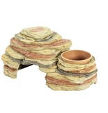 ReptiZoo 3-in-1 feeding dish hideout cave 28x16.5x13cm / 11"x6.5"x5.1" (with water cup*1pc)