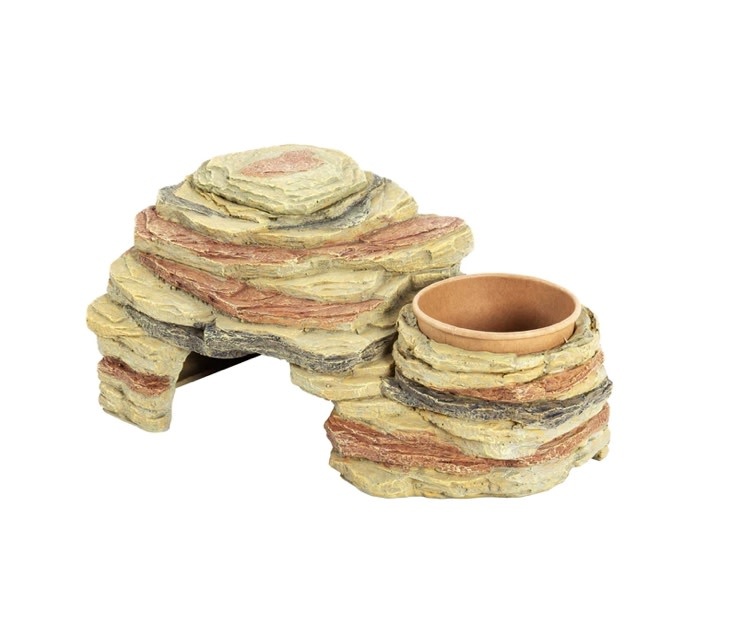 ReptiZoo 3-in-1 feeding dish hideout cave 28x16.5x13cm / 11"x6.5"x5.1" (with water cup*1pc)