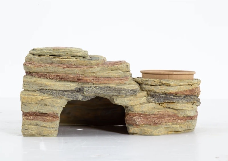 ReptiZoo REPTIZOO RZ-TB14 Grotte décorative d'alimentation 3 en 1 - 28x16.5x13