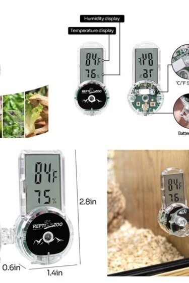 Reptile Terrarium Thermometer Hygrometer Max/Min Digital Display