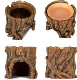 ReptiZoo Cachette en souche d'arbre avec humidification (avec bol d'eau en céramique)