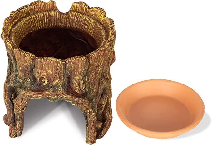 ReptiZoo REPTIZOO RZ-EHR29 Cachette en souche d'arbre avec humidification (avec bol d'eau en céramique)