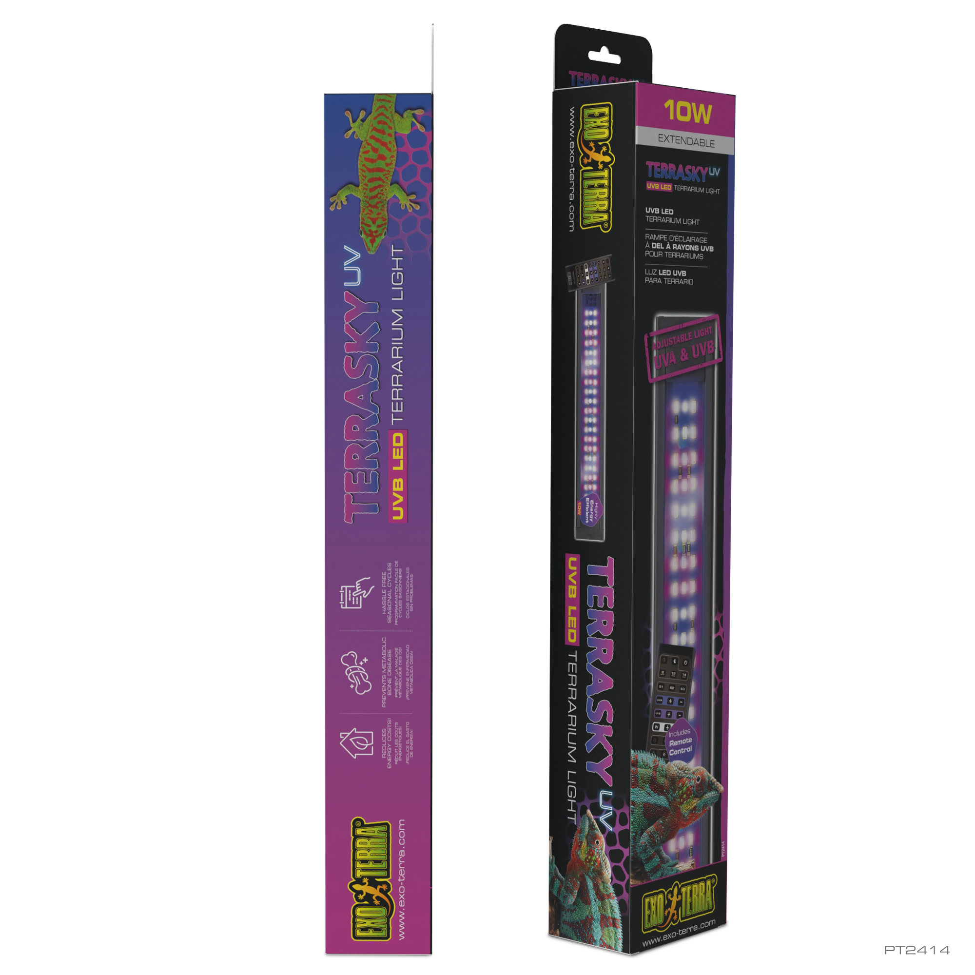 Exoterra EXO TERRA PT2414 Rampe d’éclairage à DEL TerraSkyUV Exo Terra avec télécommande pour terrariums, 10 W