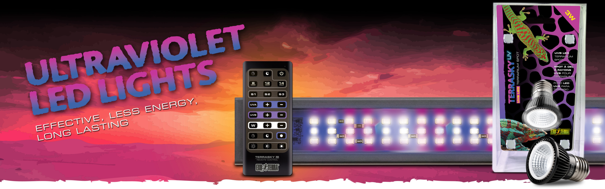 Exoterra Exo Terra TerraSkyUV - UVB LED Terrarium Light with Remote Control - 10W