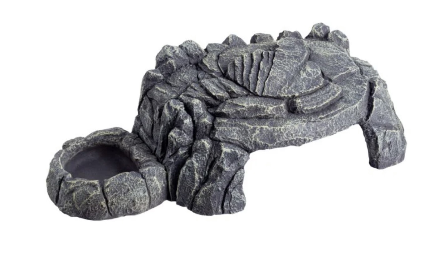 ReptiZoo Grey rock magnetic 3 in 1 feeding dishes hideout