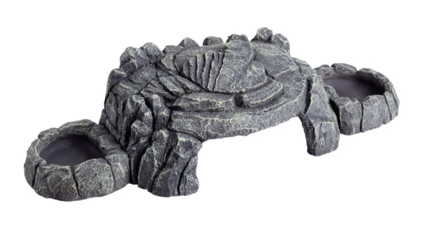 ReptiZoo Grey rock magnetic 3 in 1 feeding dishes hideout