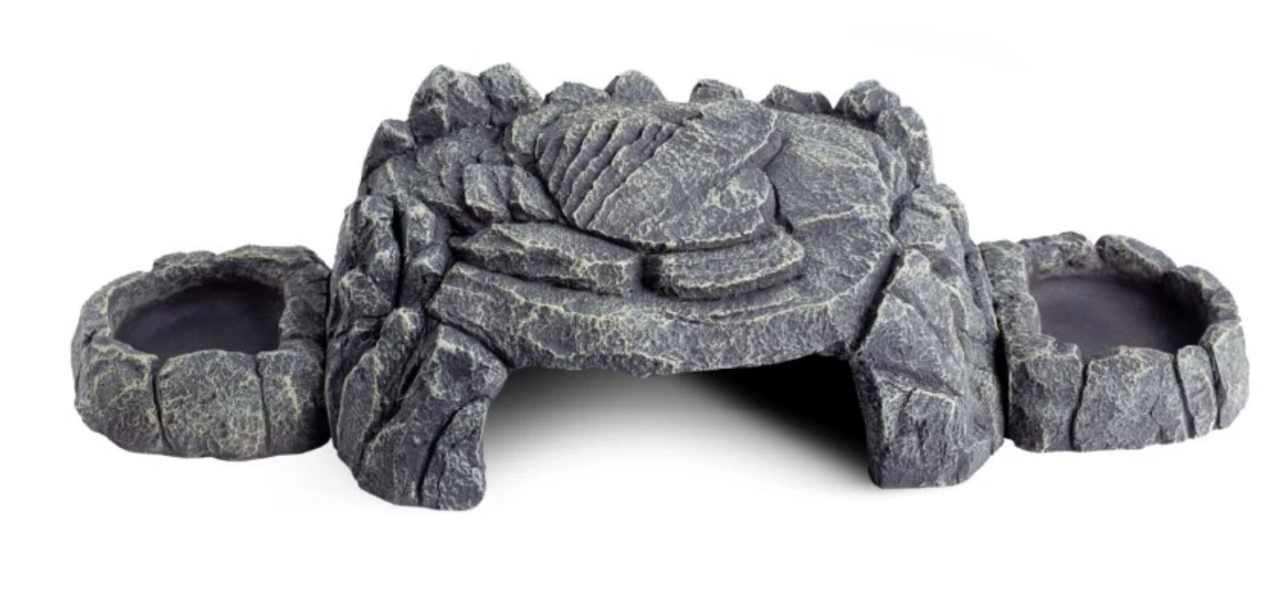 ReptiZoo Grey rock magnetic 3 in 1 feeding dishes hideout
