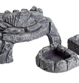 ReptiZoo Grey rock magnetic 3 in 1 feeding dishes hideout