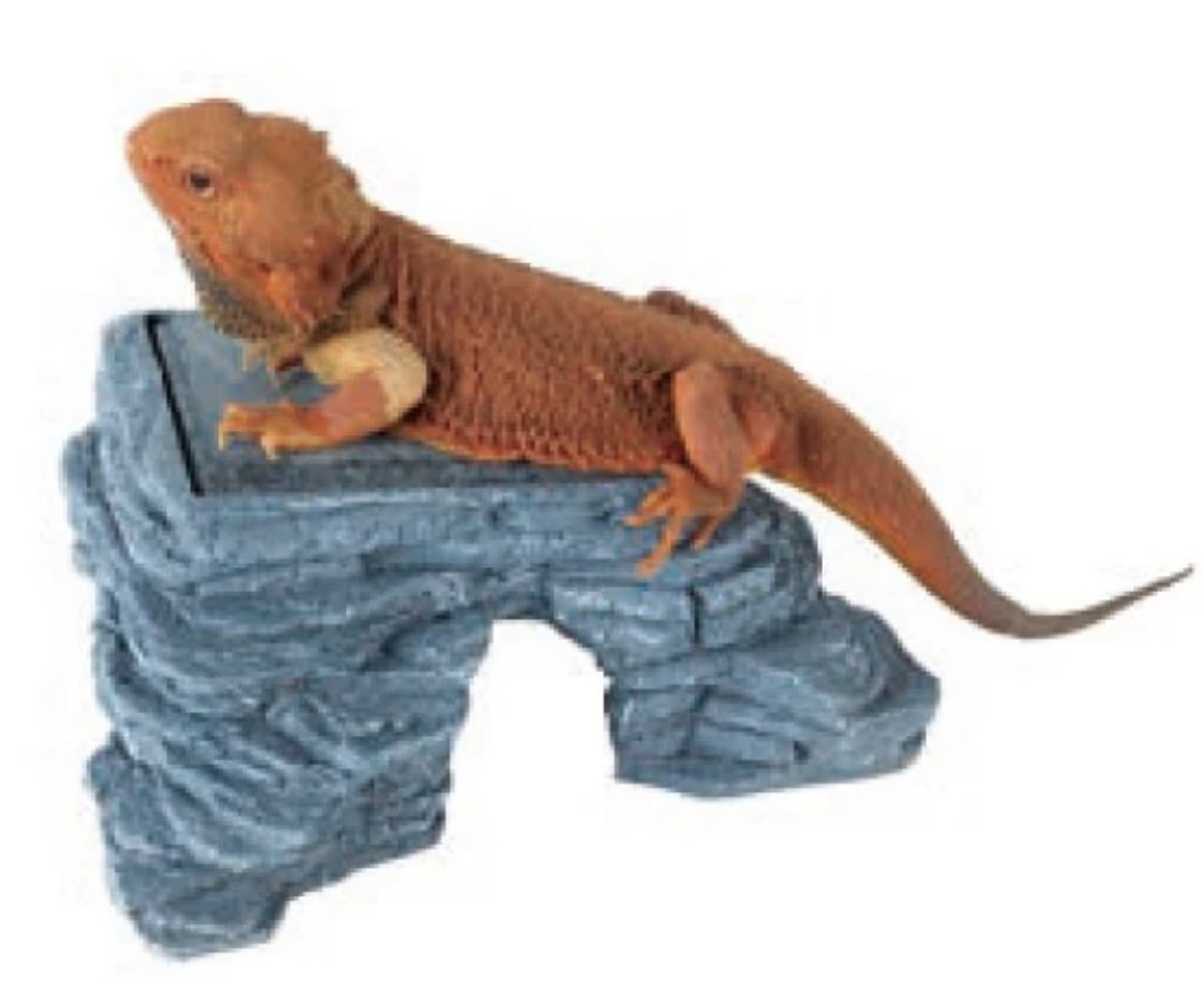 ReptiZoo Corner hide cave with heat storing real slate stone