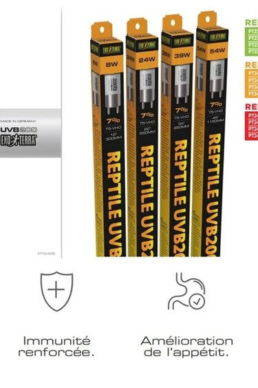 Exoterra EXO TERRA Ampoule linéaire T5 Reptile UVB200 à rendement très élevé