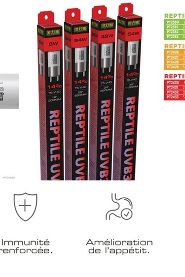 Exoterra EXO TERRA Ampoule linéaire T5 Reptile UVB300 à rendement très élevé