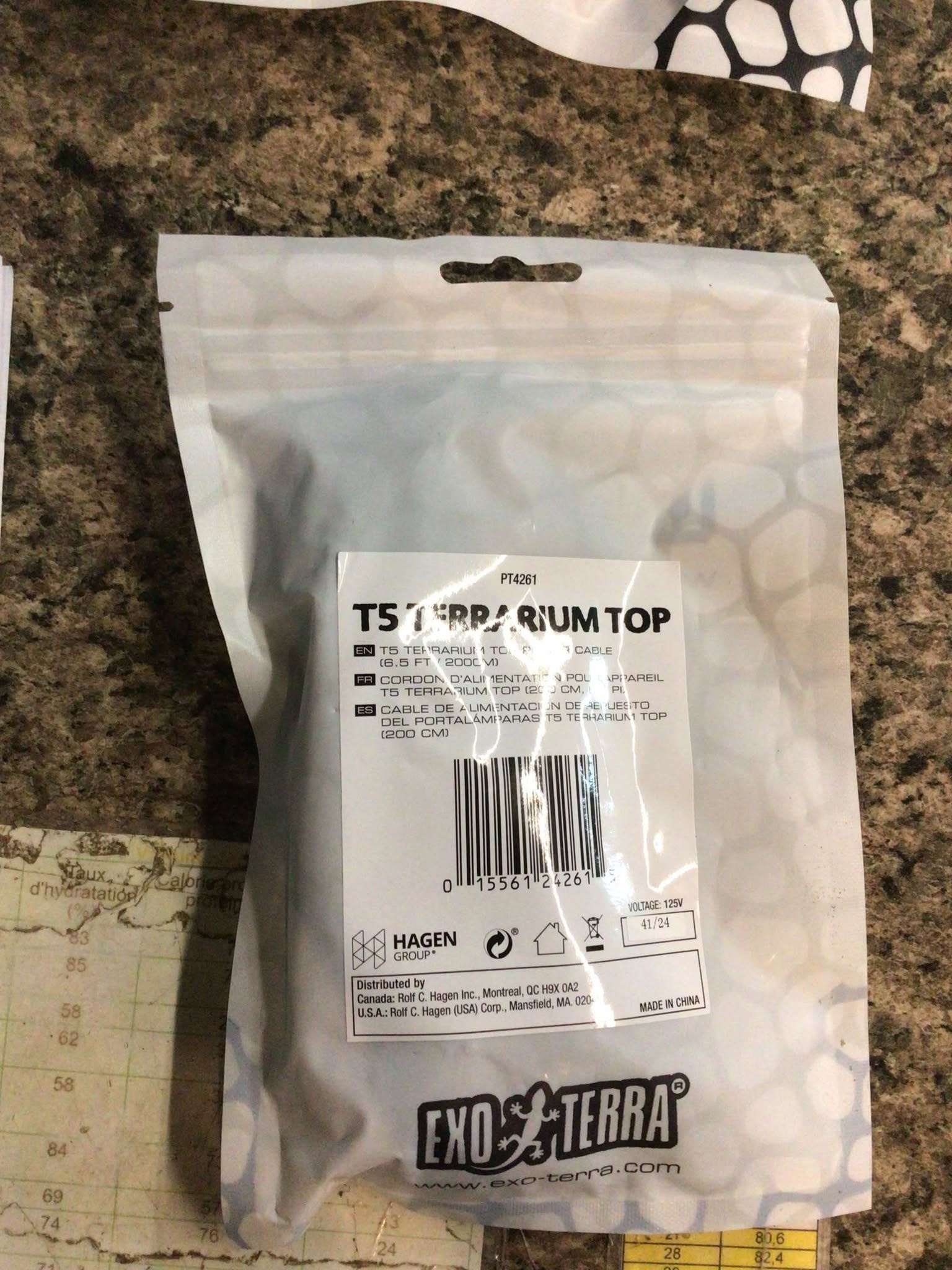 Exoterra EXO TERRA PT4261 vCordon d’alimentation pour couvercle d’éclairage T5 200 cm (6,5 pi)