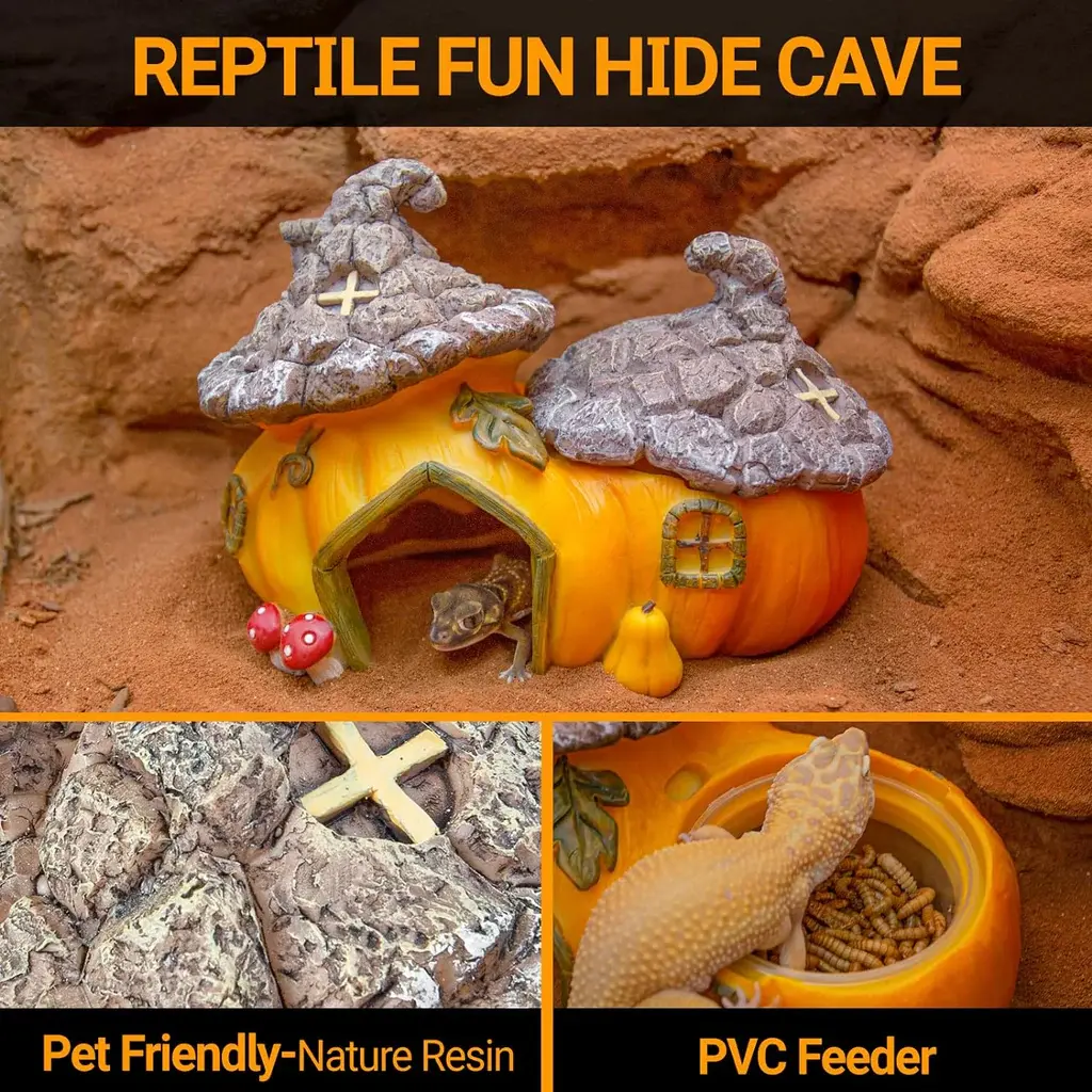 ReptiZoo ReptiZoo Multifunctional Pumpkin Hide Castle