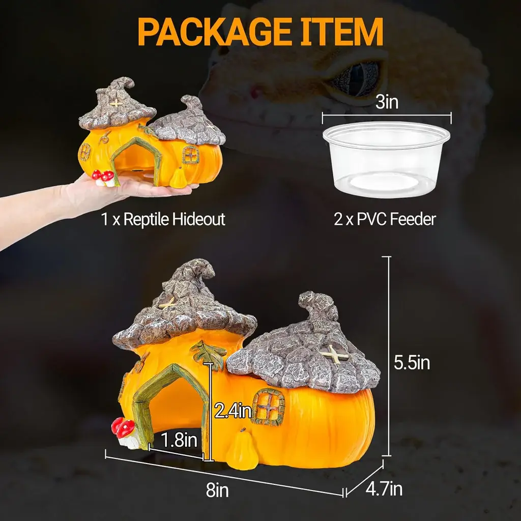 ReptiZoo ReptiZoo Multifunctional Pumpkin Hide Castle