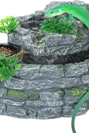 ReptiZoo ReptiZoo Reptile Rock Block Waterfall with Food Dish