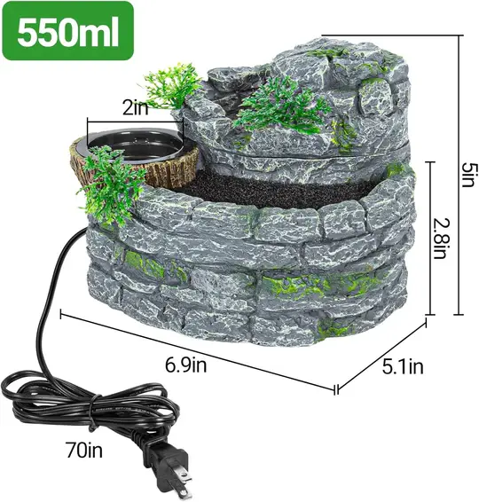 ReptiZoo ReptiZoo Reptile Rock Block Waterfall with Food Dish