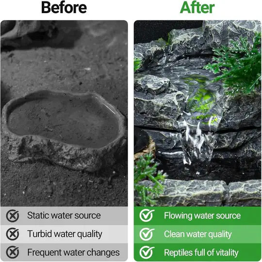 ReptiZoo ReptiZoo Reptile Rock Block Waterfall with Food Dish