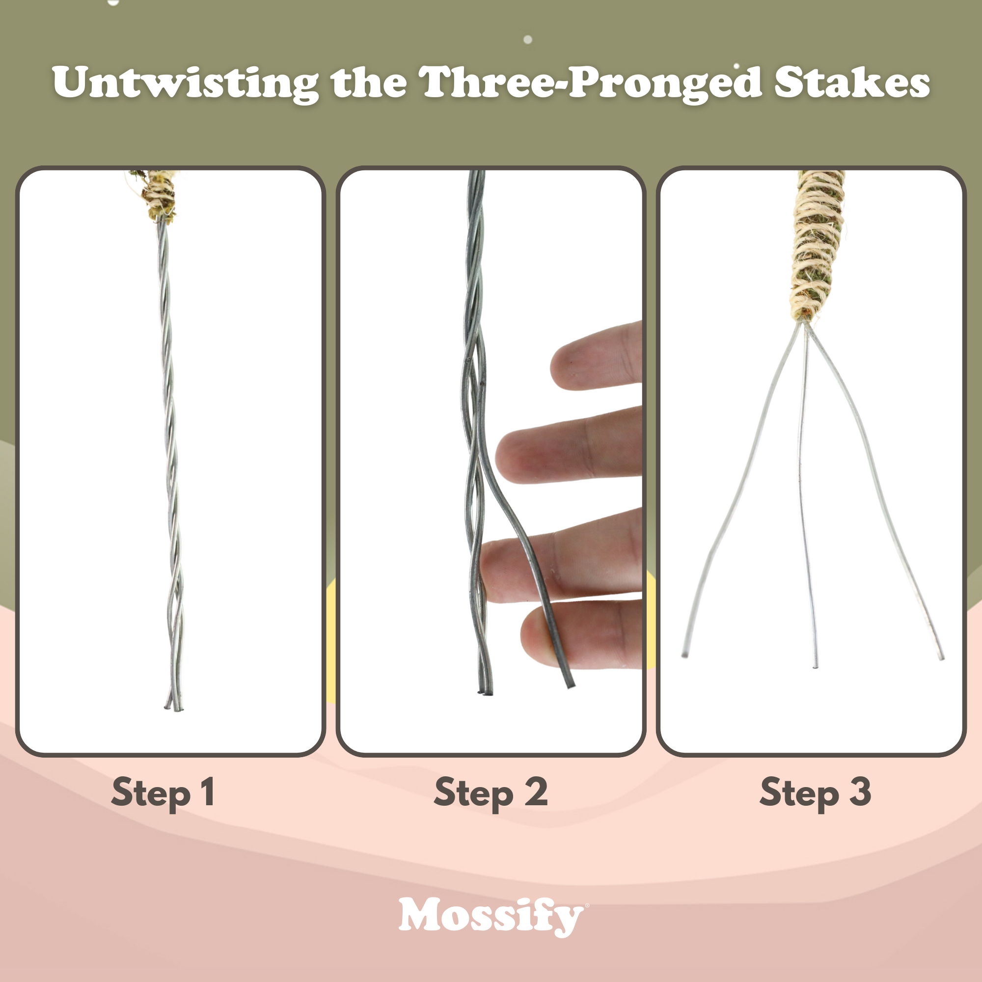 Mossify 3 Pack - Bendable Moss Pole™ THIN of 40 cm (16 po)