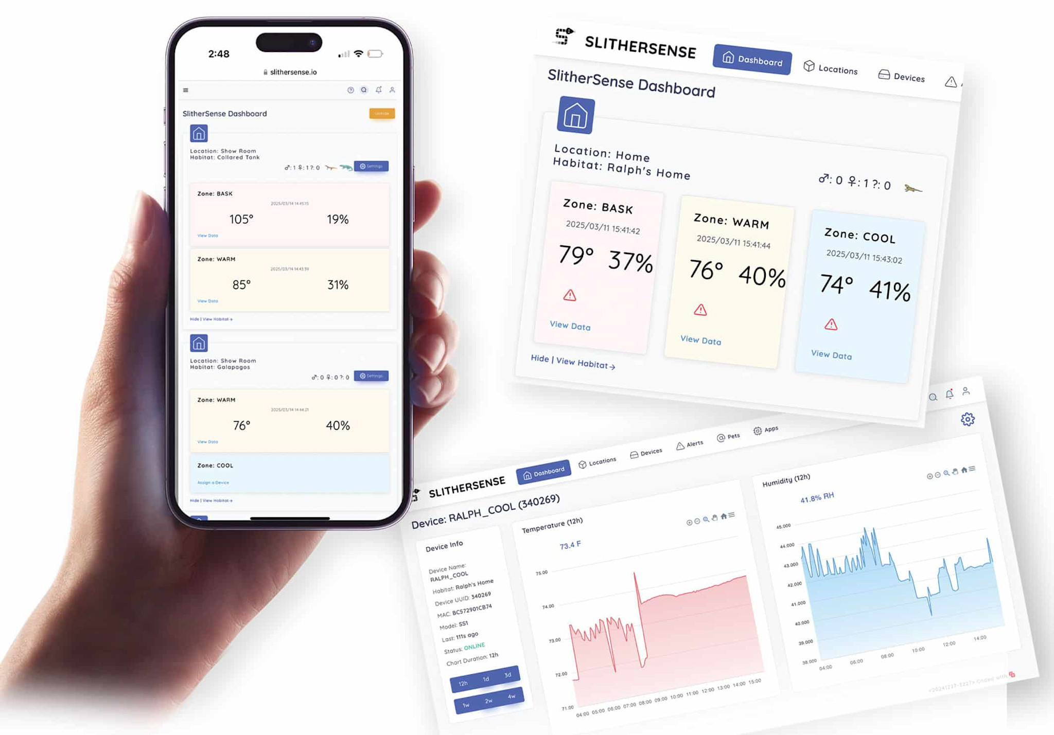 Zoomed SlitherSense Remote Temperature & Humidity Monitoring System