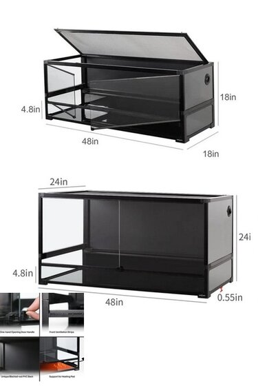 ReptiZoo REPTIZOO Terrarium en verre pliable avec panneau arrière en PVC