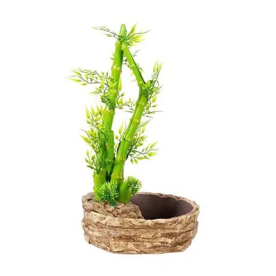 ReptiZoo REPTIZOO RZ-DF05 Pot de fleurs goutte-à-goutte en bambou 2 en 1 à hauteur réglable