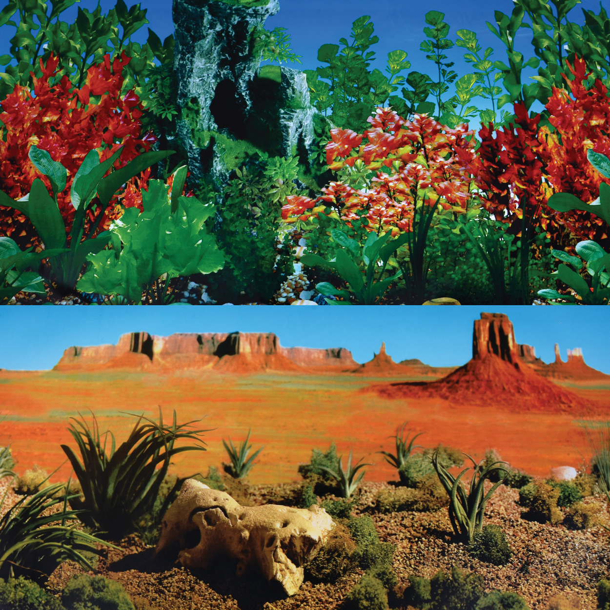 Treasures underwater Background design: Desert / Reversible Red Flower - 24" - Sold by the foot