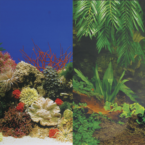Treasures underwater Background Decor: Tropical Foliage / Reversible Marine Background - 24" - Sold by the foot