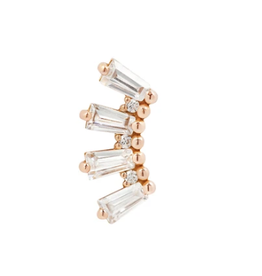 Crown Jewels ( rose gold ) ( clear cz ) ( 4 four baguette ) ( threadless )