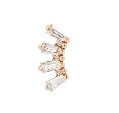 Crown Jewels ( rose gold ) ( clear cz ) ( 4 four baguette ) ( threadless )