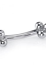 Tri-Bead Curve barbell - 16g 5/16 - white gold
