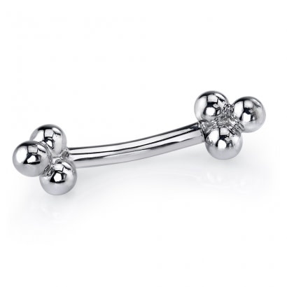 Tri-Bead Curve barbell - 16g 5/16 - white gold