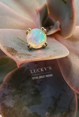 3mm Double Prong Cabochon with White Opal by BLVA