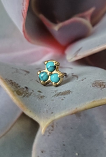 Mini Tri-Prong Cluster with Genuine Turquoise by Body Gems