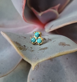 Mini Tri-Prong Cluster | Turquoise | Yellow Gold