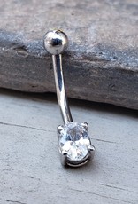 14g 7/16 Oval Prong Navel Curve by Body Gems