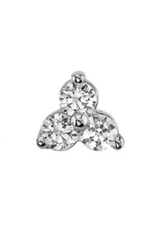 Tri Prong Cluster ( 1.5mm ) ( white gold ) ( clear cz ) ( threadless )