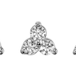 Tri Prong Cluster ( 1.5mm ) ( white gold ) ( clear cz ) ( threadless )