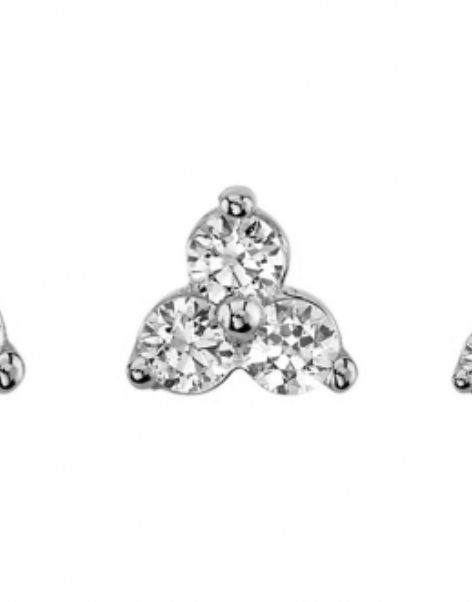 Tri Prong Cluster ( 1.5mm ) ( white gold ) ( clear cz ) ( threadless )