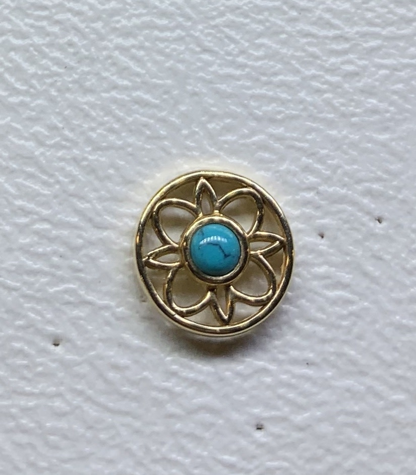 14g Paloma Flower (yellow gold) (turquoise tq) (threaded) ( DT094 )