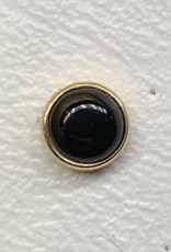 Cabochon ( flat ) ( yellow gold ) ( black onyx ) ( 4mm ) ( threadless ) ( DT090 )